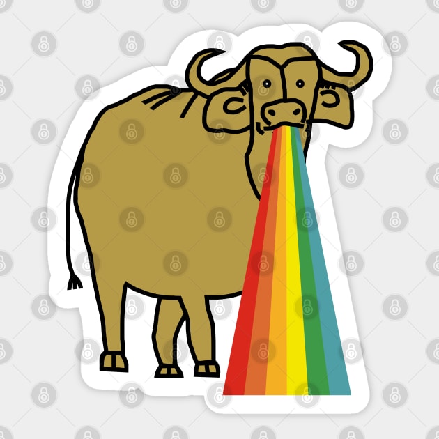 Animals with Rainbow Puke Gold Ox Sticker by ellenhenryart